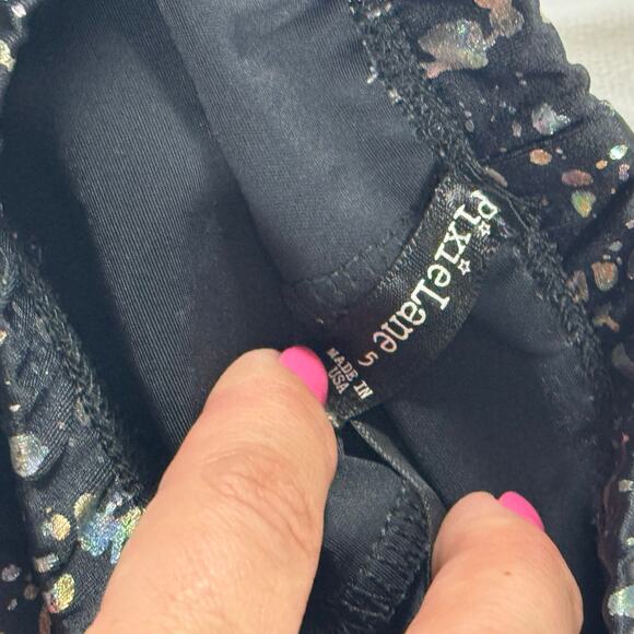 Pixie Lane Girls Black and Metallic Leggings Girls 5 - Picture 5 of 6